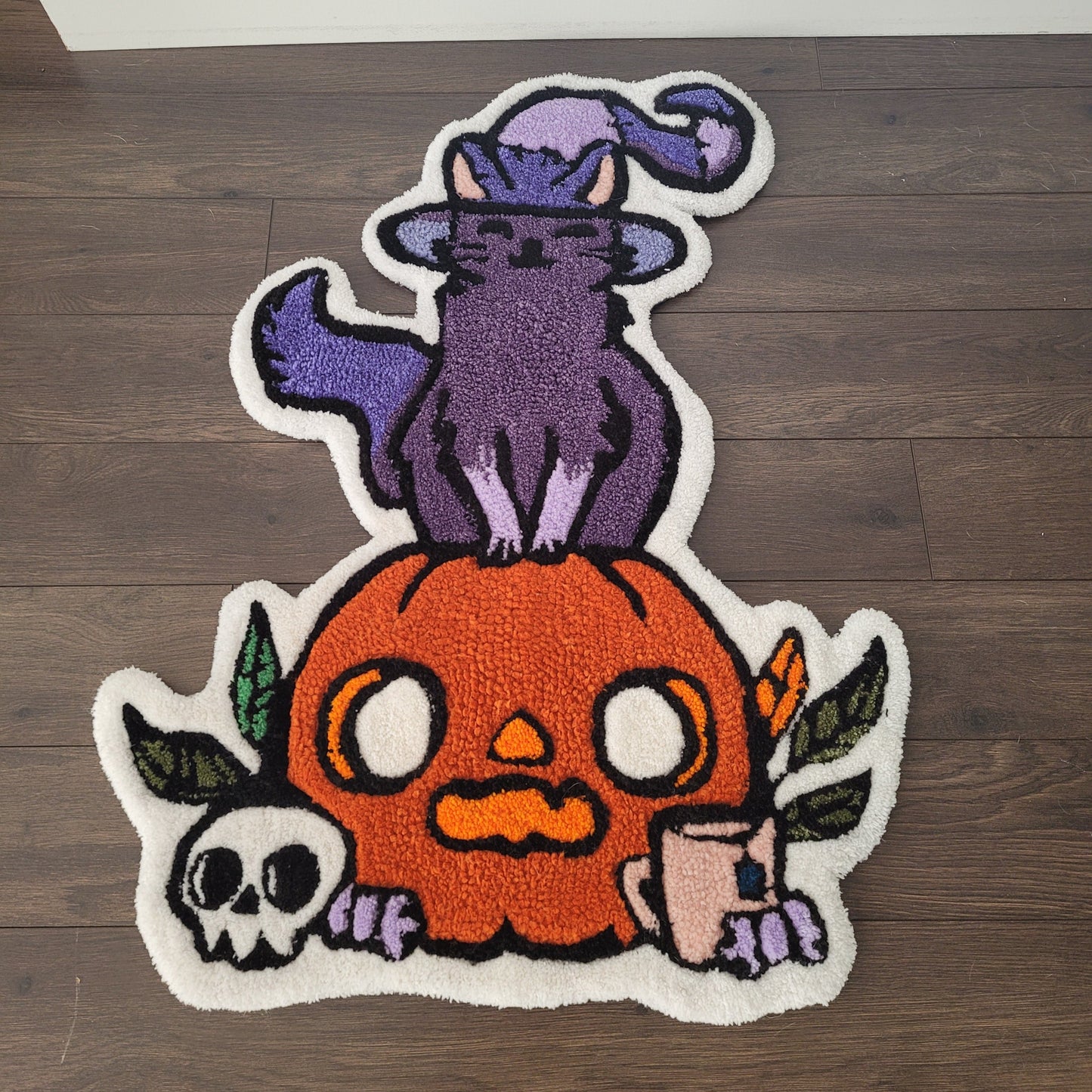 Halloween Rug - Cat and Pumpkin