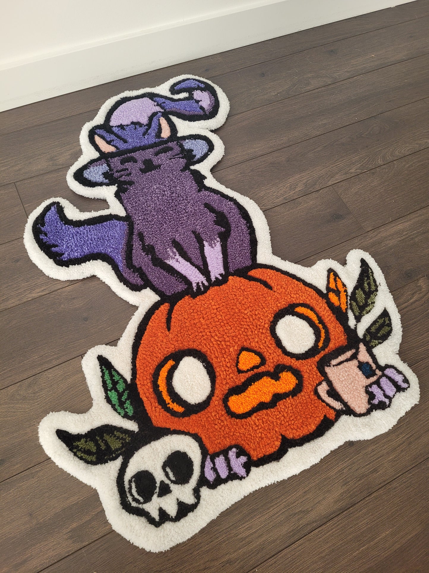 Halloween Rug - Cat and Pumpkin