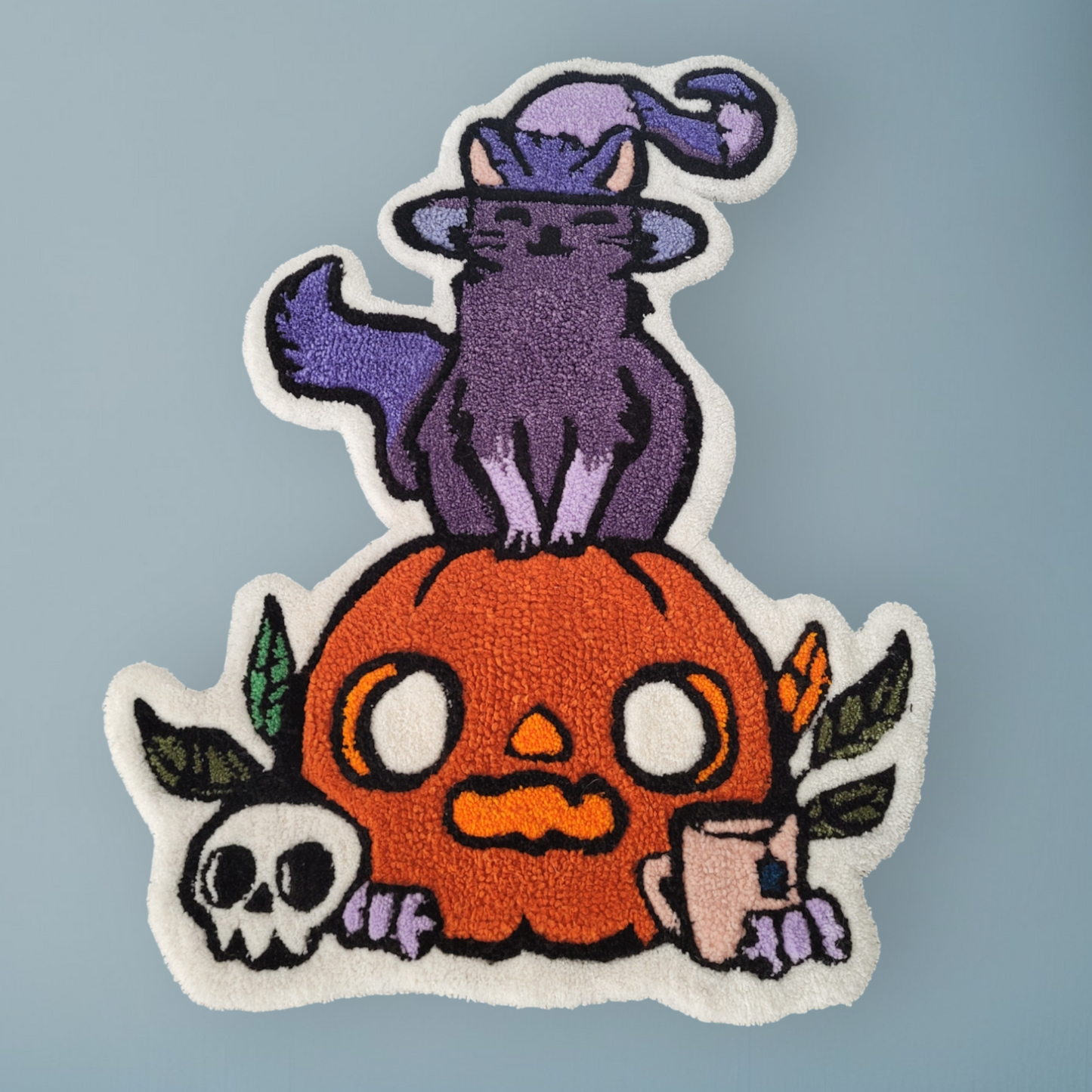 Halloween Rug - Cat and Pumpkin